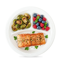Assiette à lunch en plastique durable, micro-ondable, 3 compartiments, écologique, MFPP, ronde, jetable, pour pique-nique