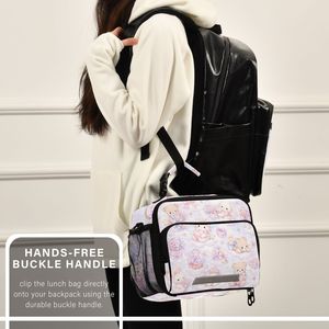 Pastel Animal Floral <b>Lunch</b> Bag <b>Insulated</b> <b>Lunch</b> <b>Box</b> Bag with Front Pocket and Shoulder Strap for School Travel - Product Image 6
