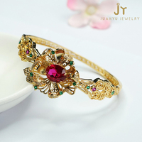 Évider Plaqué Or Diamants Bracelets Vintage Pierres Précieuses Bracelets Fleur Forme Bijoux Pierre Facettes Cultivées Rubis Bracelets