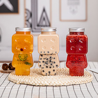 Gobelets à thé au lait jetables en PET sans BPA, transparents, en forme d'ours, d'étoile, de poupée, de bouteille, avec couvercles et pailles, pour boissons froides, vente en gros
