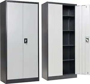 Luoyang Office Furniture Metal Tall Garage Storage Cabinet Adjustable Shelves 2 Doors Steel Cupboard Filing Cabinet
