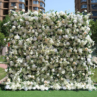 GJ-WA035 ventes d'usine mur de fleurs blanches gypsophile toile de fond soie artificielle mur de fleurs décoratives pour la décoration de mariage