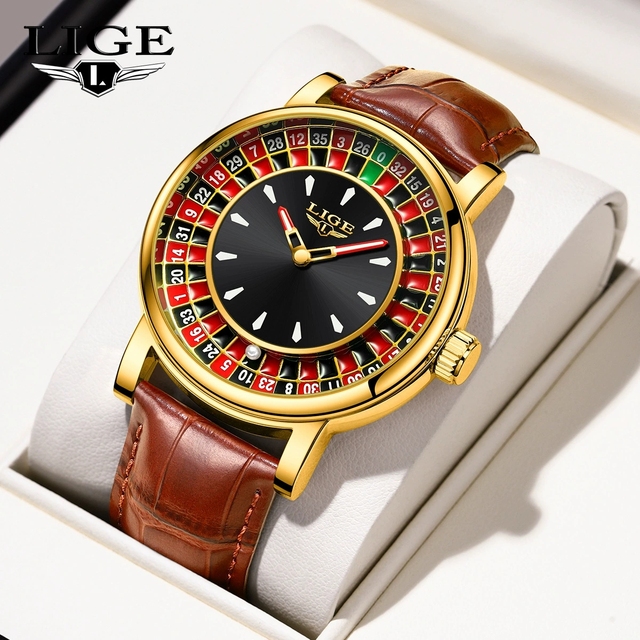 LIGE Brand Sample Quartz Movement Rotating Watch Spinner Quartz Watches Luminous Circle Funny Turning Watch Man Male Custom OEM