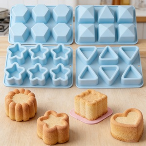 Moule à gâteau en silicone personnalisé en gros, 6 cavités (cœur, étoile, carré, fleur), non toxique, résistant à la chaleur, avec sac OPP - Product Image 6