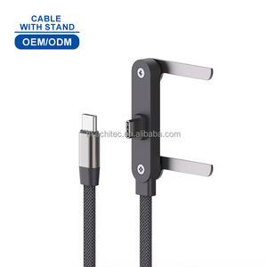 Cable USB C Schitec de nuevo diseño, aleación de zinc, 60W, 1m, con soporte ajustable para teléfono, cable de carga para teléfono móvil. - Product Image 1