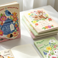 Carnet personnalisé en PU imprimé, motifs floraux et animaux, gaufrage UV, reliure parfaite, 170*240mm, 180 feuilles, 4 designs variés, sous film rétractable