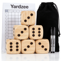 Jeu de dés géants en bois personnalisé avec logo, jeu de Yardzee d'extérieur avec sac de rangement pour cartes de scores, idéal pour les fêtes de famille, le camping, vente en gros, OEM