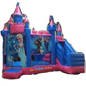 Castillo inflable de Frozen con tobogán, casa de rebote comercial