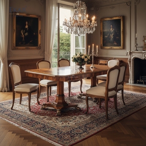 Table à manger impériale grand format EKAR St. <span class=keywords><strong>James</strong></span> |   Table à deux pieds en bois de burl de style anglais luxueux | - Product Image 4