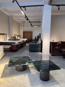 Table basse en marbre vert de haute qualité, motif veiné naturel, mobilier en pierre, construction en pierre - Product Image 5