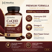 Capsules de CoQ10 en gélules molles, marque privée OEM, coenzyme Q10, antioxydant, soutien au bien-être, complément alimentaire, 120 unités, naturel