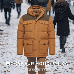 Parka Moose de luxe pour homme, en toile longue, avec capuche, faible MOQ, vente en gros - Product Image 2