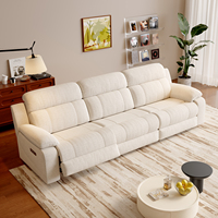 Sofá Reclinable Eléctrico de 3 Plazas, Tapizado en Tela, Reclinación a Cero, Sofá Beige Moderno para Sala de Estar, Muebles Relajantes, Venta al por Mayor de Fábrica