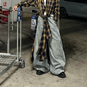<span class=keywords><strong>Jeans</strong></span> Cargo Oversize Personalizzati MC BUILD, <span class=keywords><strong>Jeans</strong></span> Baggy Strappati <span class=keywords><strong>con</strong></span> Grandi Tasche Laterali per Uomo - Product Image 3