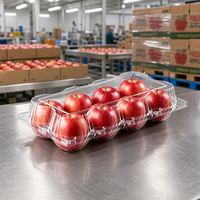 Conteneur transparent en PET pour pommes avec couvercle articulé à compartiments moulés pour 8 pommes fraîches, emballage jetable de qualité alimentaire, vente en gros et au détail