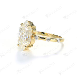 Bagues en Moissanite Marquise Hollandaise 3,5 carats pour Femme, en Or Jaune Massif 18K 14K 10K, Bijoux de Fiançailles avec Certificat - Product Image 2