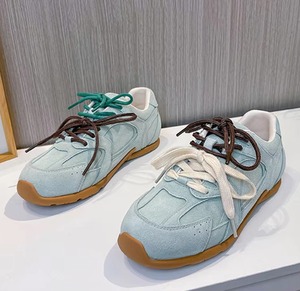 Baskets de course vintage en daim marron pour <span class=keywords><strong>femme</strong></span>, bicolores, à lacets, bout rond, chaussures plates décontractées, légères, pour la marche quotidienne - Product Image 6