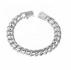 Magnifique bracelet en chaîne cubaine classique en argent plaqué argent pour hommes - Product Image 1