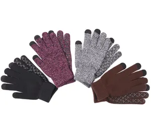 Youki 2021 Winter Herren und Damen Magic Gloves Touchscreen Anpassbares Logo Warme rutsch feste gestrickte Acryl handschuhe