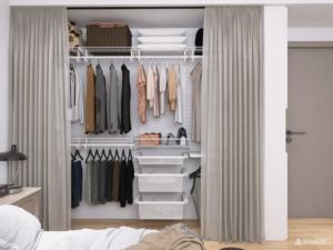 Solution de rangement pour vêtements de <span class=keywords><strong>chambre</strong></span> à coucher, pliable, réglable, suspendue, anti-poussière, <span class=keywords><strong>avec</strong></span> <span class=keywords><strong>rideau</strong></span> - Product Image 1