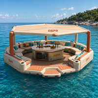 Île de fête gonflable OEM avec auvent et sièges canapé personnalisables (couleur et logo) pour la location en piscine, lac et plage