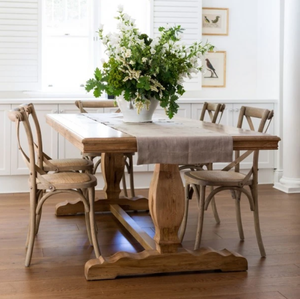 Hamptons Style Furniture Oak Wood Industrial Rustic Trestle <strong>Table</strong> Extending Rustic Natural <strong>Mesa</strong> Wood Dining Room <strong>Table</strong> - Product Image 5
