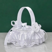 Fournisseurs de mariage paniers de fleurs pour enfants décorations de mariage avec paniers en dentelle de satin strass