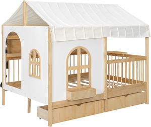 <span class=keywords><strong>Lit</strong></span> <span class=keywords><strong>superposé</strong></span> moderne en bois massif de taille standard avec 2 grands tiroirs, étagère latérale et éclairage LED - Product Image 5