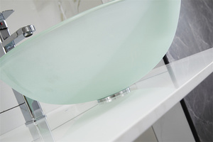Modern Design Hand Wash Basin Transparent Tempered Glass Vessel Sink with <strong>Drainer</strong> for Bathroom - Product Image 4