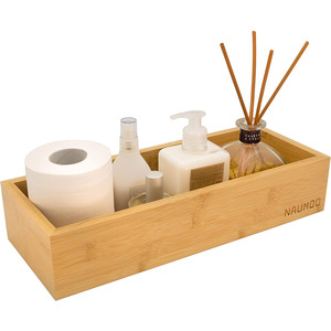 Boîte de rangement de bureau en bambou, rectangulaire, sans couvercle, pour organiser les mouchoirs et les cosmétiques dans la salle de bain - Product Image 2