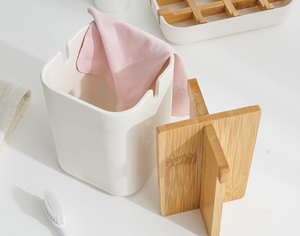 Support de rangement pour vêtements en fibre de bambou, organisateur de salle de bain multi-emplacements, écologique, biodégradable, style japonais, support de comptoir - Product Image 3