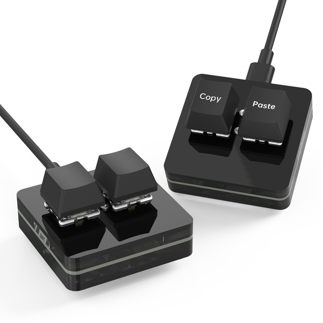Mini CUSTOM Copy Paste Keyboard 2 Keys With LED Light Mechanical Hot Swap USB-C Programmable Macro Keypads