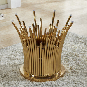 Set <span class=keywords><strong>Tavolo</strong></span> da Pranzo di Lusso con <span class=keywords><strong>Piano</strong></span> <span class=keywords><strong>in</strong></span> Marmo, Moderno con 6-8 Sedie, Gambe <span class=keywords><strong>in</strong></span> Acciaio Inox Dorato, <span class=keywords><strong>Piano</strong></span> <span class=keywords><strong>in</strong></span> <span class=keywords><strong>Vetro</strong></span>, <span class=keywords><strong>Tavolo</strong></span> <span class=keywords><strong>Rotondo</strong></span> per Sala da Pranzo e Esterno - Product Image 2