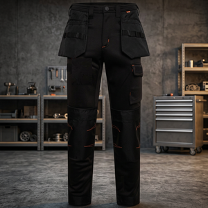 Men's High Visibility Black <b>Cargo</b> <b>Pants</b> Cordura Multi-Tools Pocket Breathable Polyester Workwear Anti-Static Heavy Duty <b>Work</b> - Product Image 3