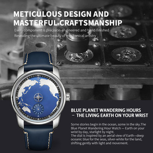 Reloj Mecánico OEM ODM Miyota 8215 Automático, Modificación Única de Hora Saltante, Logotipo Personalizado, Mapa <span class=keywords><strong>del</strong></span> Mundo, Reloj de Pulsera de Lujo para Hombre - Product Image 2