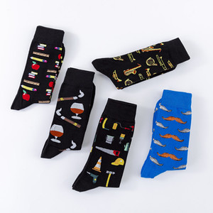Calcetines de Algodón con Diseño Personalizado al por Mayor, Calcetines Divertidos con Estilo Nuevo, Calcetines Versátiles con Estampado de Vino, Bigote, Música, Matemáticas, Deportivos, Unisex - Product Image 3