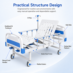 Cama de Hospital Manual a Precio Económico <span class=keywords><strong>para</strong></span> Sala de Hospital, con Soporte <span class=keywords><strong>para</strong></span> Suero y Barandillas Laterales Desmontables - Product Image 6
