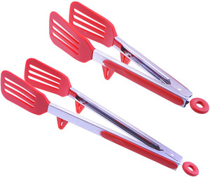 ملقط طعام غير لاصق من الفولاذ المقاوم للصدأ أطراف سيليكون ملقط طبخ للمطبخ مجموعة أواني مخصصة للخبز والشواء - Product Image 2