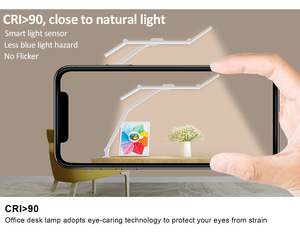 Lámpara de escritorio con brazo oscilante ajustable para arquitecto Led con protección ocular de 6000K, lámpara de arquitecto <span class=keywords><strong>articulada</strong></span> con Control de gestos negro con abrazadera - Product Image 3