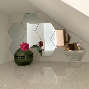 Stickers muraux feuille décor Non-verre vinyle carré acrylique voiture Anti-buée hexagone Pvc fleur 3d fond <span class=keywords><strong>miroir</strong></span> autocollant - Product Image 3