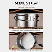 Ensemble de cuisine de camping en acier inoxydable 304 Kangzhi, kit de cuisson portable pour l'extérieur, poignée pliable, résistant à la rouille, léger, pour la friture