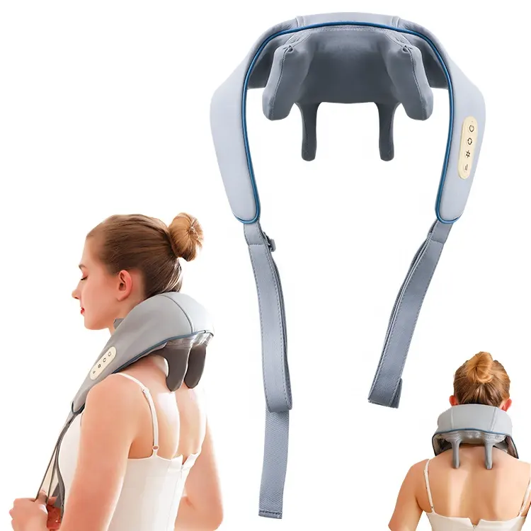 痛みを和らげるための調整可能な熱と速度を備えたポータブル電気熱指圧機充電式首と肩のマッサージャー