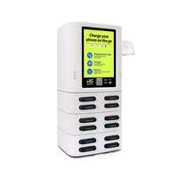 Station de location de batteries externes partagées à 12 emplacements avec paiement par carte POS, borne de recharge portable commerciale avec écran tactile pour restaurant