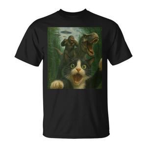 T-shirt Surprised Cat T-Rex Bigfoot Ufo, taille adulte unisexe - Product Image 1