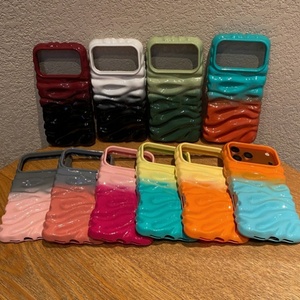 Newest gradual colors soft silicone TPU wave 3D mobile phone case for iPhone 17 pro max glossy back <b>cover</b> factory wholesale - Product Image 6