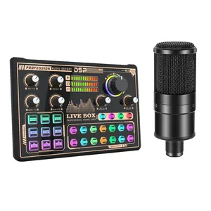 Haoyu V-V9 kartu suara Audio, Kit peralatan Studio Podcast Mixer Audio mikrofon profesional untuk Karaoke rumah