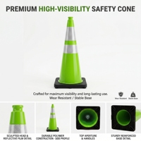 Cône de signalisation SMT en PVC vert de 90 cm (36 pouces) avec base noire à deux pièces emboîtables, robuste, certifié EN13422, pour avertissement de sécurité