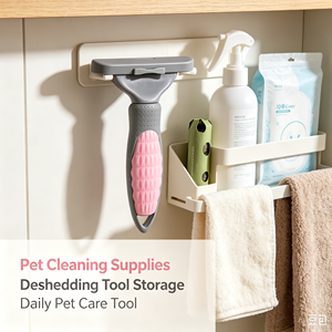 Peigne Gris Rose pour Éliminer les Poils d'Animaux, Brosse de Toilettage pour Chats, Râteau Anti-Poils pour Nettoyage de la Fourrure à Domicile - Product Image 3
