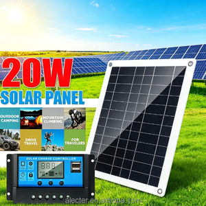 20W 12V Portable Solar Panel Kit <b>Waterproof</b> Solar Battery Panel with Charge Controller & USB Output Solar Power System for RV - Product Image 6
