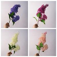 2 têtes de fleurs artificielles en plastique souple, style peinture à l'huile 3D réaliste, couleur lilas, pour centre de table, décoration intérieure et extérieure